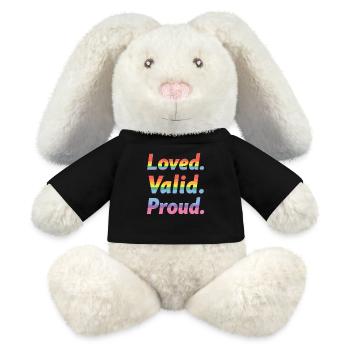 Aimé Valide Fier – Déclaration de fierté - Lapin en peluche recyclé MiniFeet® Crème - noir - Devant