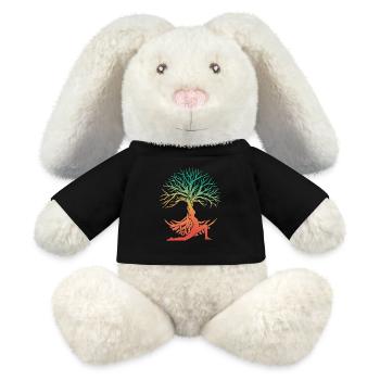 Yoga Baumfigur im Regenbogen - MiniFeet® RecycelHase® Creme - Schwarz - Vorne