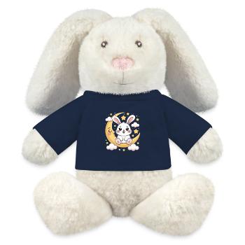 Cute bunny on crescent moon with stars - MiniFeet® RecycelHase® Bunny Cream - french navy - Front