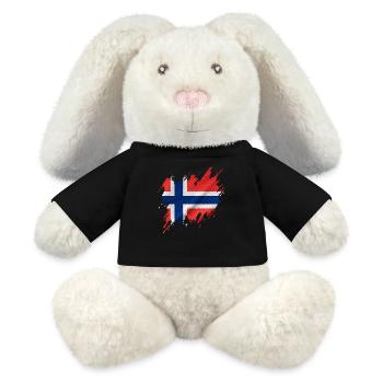 Norwegische Flagge, zerrissen Stil - MiniFeet® RecycelHase® Creme - Schwarz - Vorne