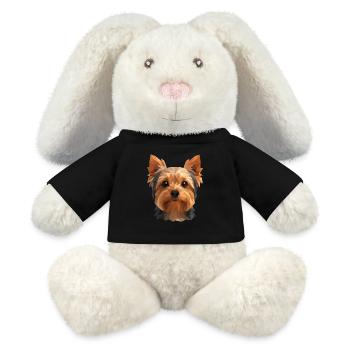 Mignon Yorkshire Terrier – Polygon Dog Design - Lapin en peluche recyclé MiniFeet® Crème - noir - Devant
