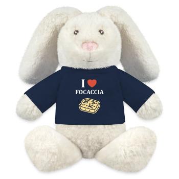 J adore focaccia illustration - Lapin en peluche recyclé MiniFeet® Crème - bleu marine - Devant
