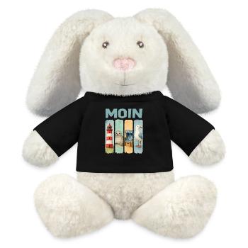 Phare de Moin, chaise de plage avec phoques, côte des mouettes - Lapin en peluche recyclé MiniFeet® Crème - noir - Devant