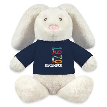 Anniversaire en décembre 1970 - décembre - Lapin en peluche recyclé MiniFeet® Crème - bleu marine - Devant