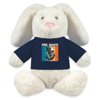 Ostsee Urlaub INSEL UMMANZ Souvenier Lustig - MiniFeet® RecycelHase® Creme - French Navy - Vorne