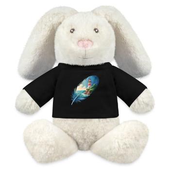 Lighthouse in Feather Landscape Painting - MiniFeet® RecycelHase® Bunny Cream - black - Front
