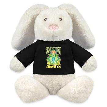 Menschlichkeit : l’égalité : l’humanité d’abord, toujours - Lapin en peluche recyclé MiniFeet® Crème - noir - Devant