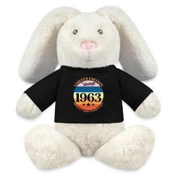 1963 Vintage Geburtstagsgeschenk 63 Geburtstag - MiniFeet® RecycelHase® Creme - Schwarz - Vorne