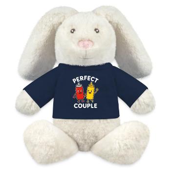 Couple parfait Ketchup Mustarde Amis - Lapin en peluche recyclé MiniFeet® Crème - bleu marine - Devant