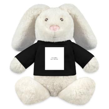 D’abord le café, puis les gens - Lapin en peluche recyclé MiniFeet® Crème - noir - Devant