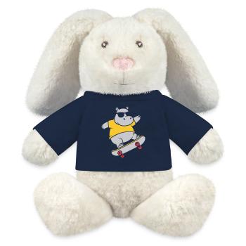 Cooles Nilpferd Skater Skateboard Vektor - MiniFeet® RecycelHase® Creme - French Navy - Vorne