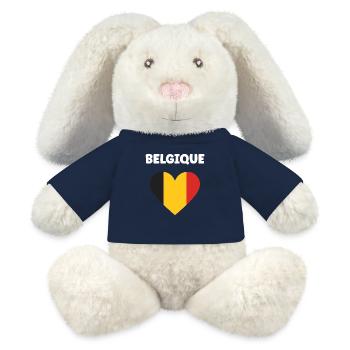 Belgische Herz-Trikolore - MiniFeet® RecycelHase® Creme - French Navy - Vorne