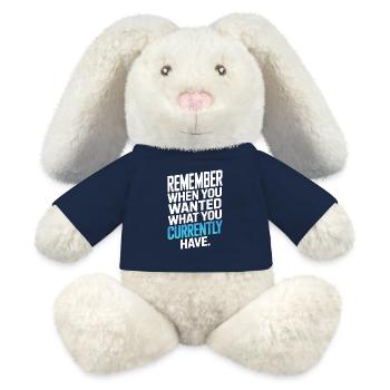 Souvenez-vous quand vous vouliez de la gratitude Pleine conscience - Lapin en peluche recyclé MiniFeet® Crème - bleu marine - Devant