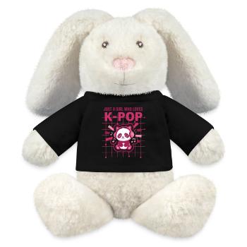 Juste une fille qui adore la musique coréenne mignonne de la K-pop - Lapin en peluche recyclé MiniFeet® Crème - noir - Devant