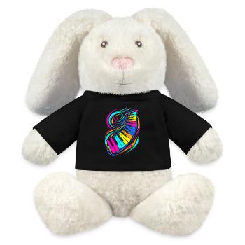 Clavier de piano - Lapin en peluche recyclé MiniFeet® Crème - noir - Devant