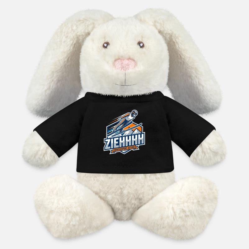 Ziehhhh ski jumping flight through the stadium - MiniFeet® RecycelHase® Bunny Cream - black