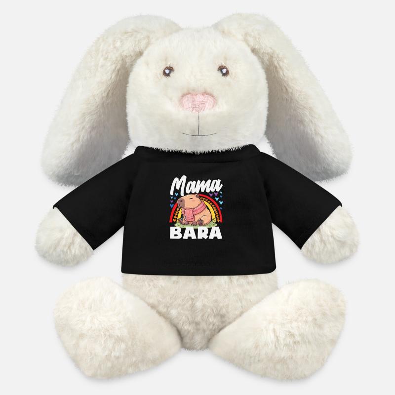 Bohème, Rainbow Mama Bara Capybaras, mignons - Lapin en peluche recyclé MiniFeet® Crème - noir