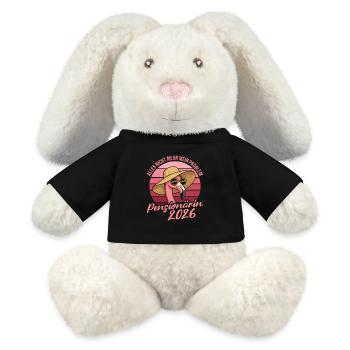 Pensionärin 2026 Flamingo Ruhestand Geschenk - MiniFeet® RecycelHase® Creme - Schwarz - Vorne