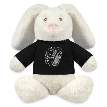 Kawaii Katze Tuba Spieler - MiniFeet® RecycelHase® Creme - Schwarz - Vorne