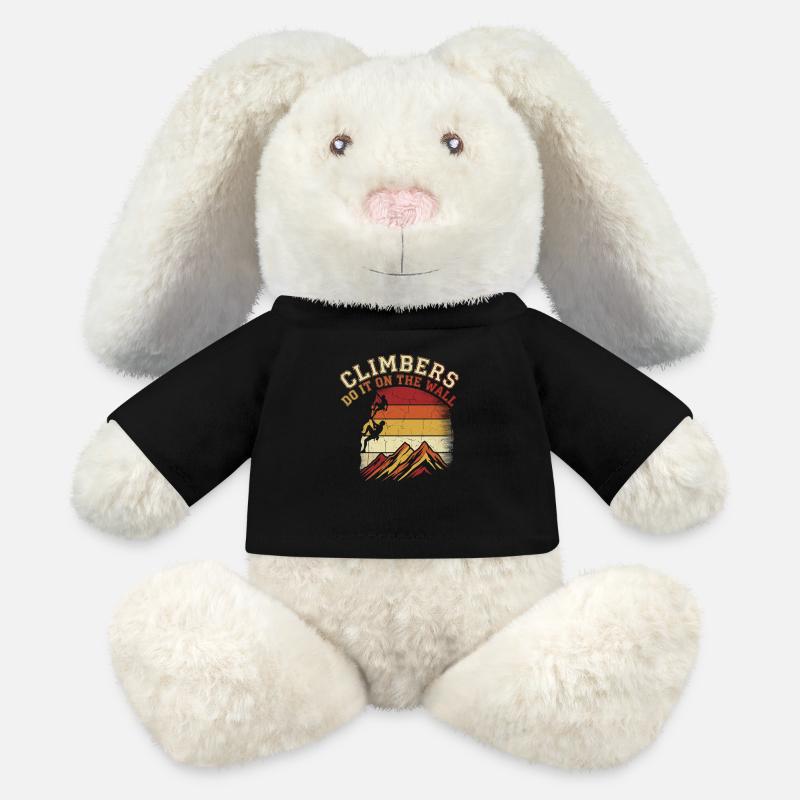 Climbers Do It On The Wall Climbing Mountains Retro - MiniFeet® RecycelHase® Bunny Cream - black