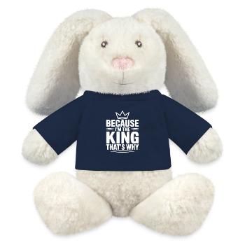 Parce que je suis le roi, voilà pourquoi - Lapin en peluche recyclé MiniFeet® Crème - bleu marine - Devant
