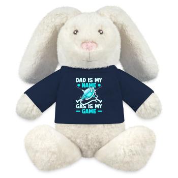 Anesthésiste Papa Mon nom est Anesthésie - Lapin en peluche recyclé MiniFeet® Crème - bleu marine - Devant