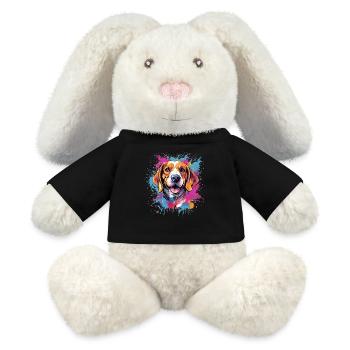 Bunter Beagle Splash Art Dog - MiniFeet® RecycelHase® Creme - Schwarz - Vorne