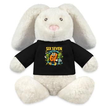 Six Seven 67 Italian Brainrot Nerd Humour Drôle - Lapin en peluche recyclé MiniFeet® Crème - noir - Devant