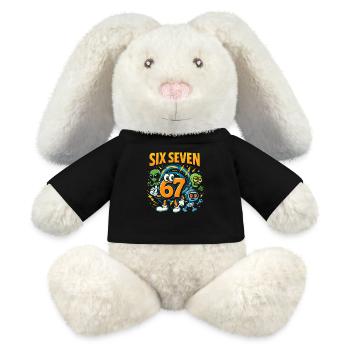 Six Seven 67 Italian Brainrot Nerd Humour Drôle - Lapin en peluche recyclé MiniFeet® Crème - noir - Devant