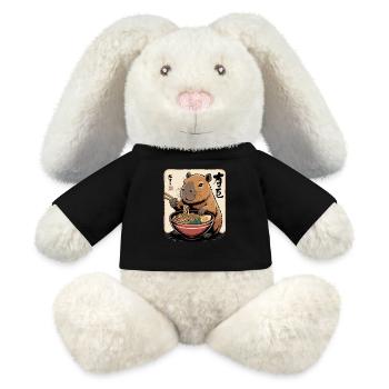 Capybara Ramen Art with Chopsticks - MiniFeet® RecycelHase® Bunny Cream - black - Front