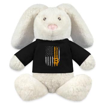 Bitcoin US Flag Crypto Patriotic Blockchain BTC - Lapin en peluche recyclé MiniFeet® Crème - noir - Devant