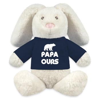 Papa Bear Silhouette - MiniFeet® RecycelHase® Bunny Cream - french navy - Front