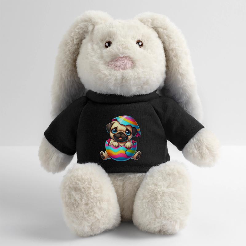 Cute Pug in Easter Egg Cartoon Animal MiniFeet® RecycelHase® Bunny Cream
