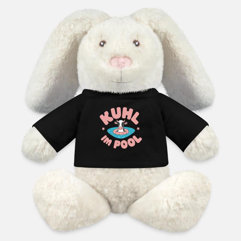 Kühl Pool Kuh Bauernhof Bauer Lustig Geschenk - MiniFeet® RecycelHase® Creme - Schwarz