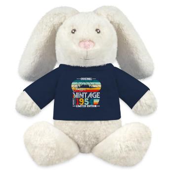 70e anniversaire Original août 1954 Né en 1954 - Lapin en peluche recyclé MiniFeet® Crème - bleu marine - Devant