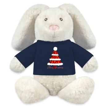 Sapin de Noël - Lapin en peluche recyclé MiniFeet® Crème - bleu marine - Devant
