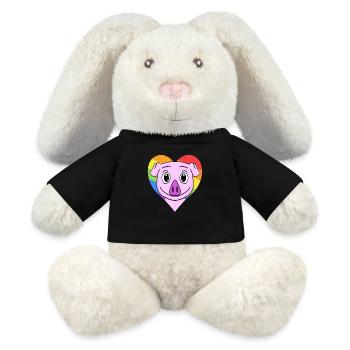 Schwein Lgbt Regenbogen Farben - MiniFeet® RecycelHase® Creme - Schwarz - Vorne