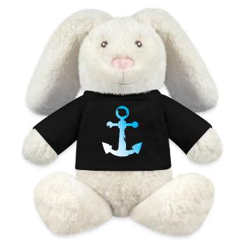 used look anchor symbol seafaring water sea graphic - MiniFeet® RecycelHase® Bunny Cream - black - Front
