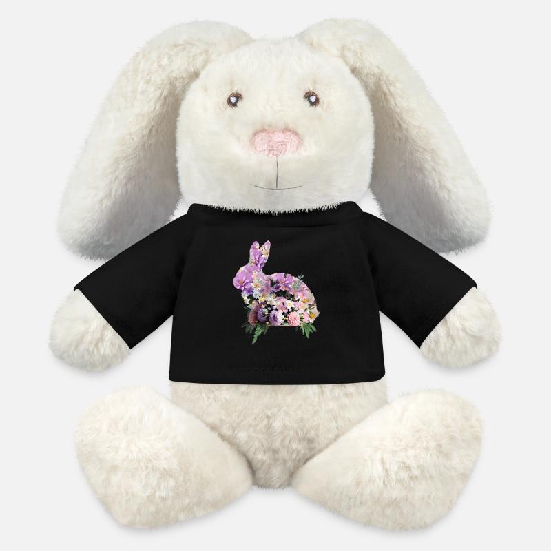 Blumen Osterhase - MiniFeet® RecycelHase® Creme - Schwarz