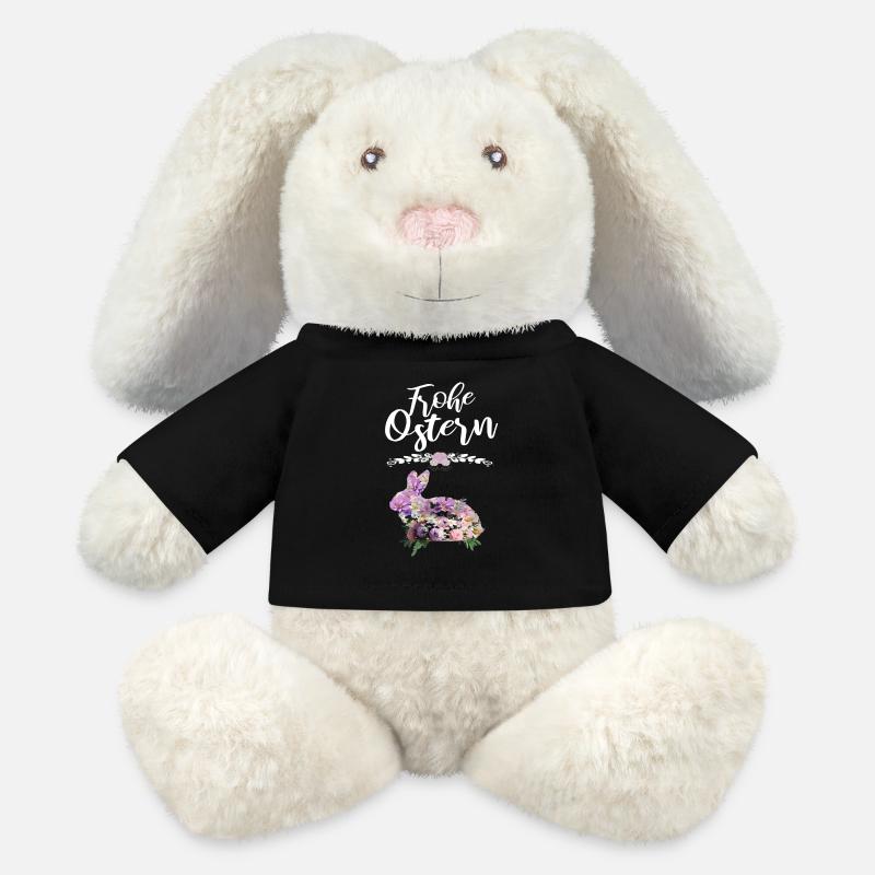 Frohe Ostern Blumen Osterhase - MiniFeet® RecycelHase® Creme - Schwarz