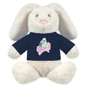Wellensittich und Pfingstrosen - MiniFeet® RecycelHase® Creme - French Navy - Vorne