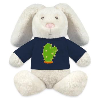 Cactus N°7 - Lapin en peluche recyclé MiniFeet® Crème - bleu marine - Devant