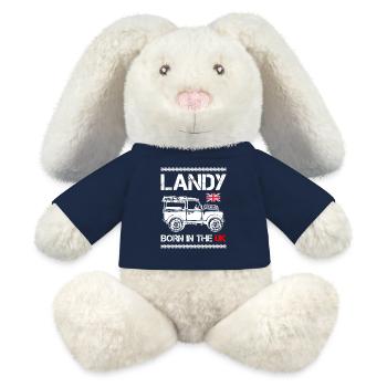 Landy né au Royaume-Uni - Lapin en peluche recyclé MiniFeet® Crème - bleu marine - Devant