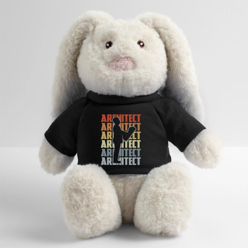 Architecte rétro Lapin en peluche recyclé MiniFeet® Crème