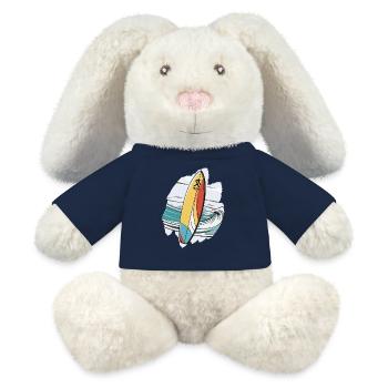 Surfbrett Supboard SUP tropisch Meer Palme Strand - MiniFeet® RecycelHase® Creme - French Navy - Vorne