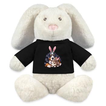 Berner Sennenhund und Hase - MiniFeet® RecycelHase® Creme - Schwarz - Vorne