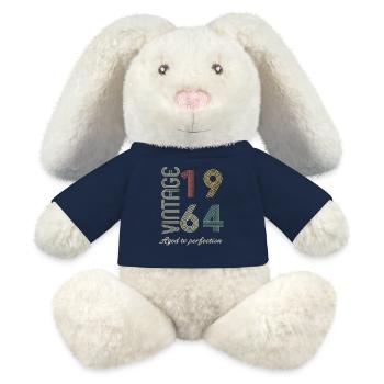 Cadeau d’anniversaire 60 ans - 1964 - Lapin en peluche recyclé MiniFeet® Crème - bleu marine - Devant