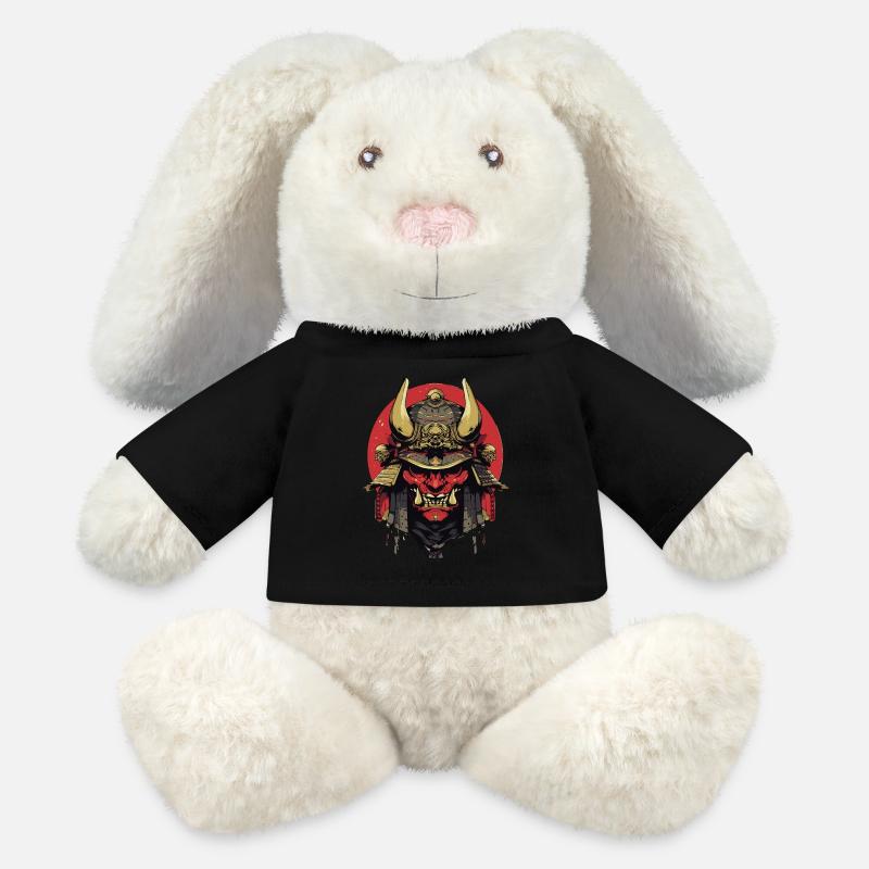 Samurai Warrior Shogun Japan - MiniFeet® RecycelHase® Bunny Cream - black