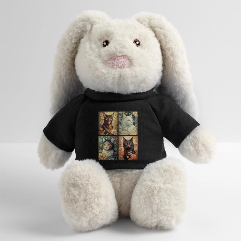Chats dans le style d'Alphonse Mucha Lapin en peluche recyclé MiniFeet® Crème