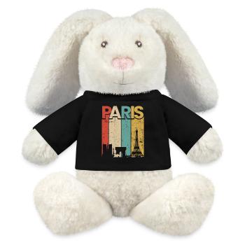 Paris Vintage Sunset Stripes - Lapin en peluche recyclé MiniFeet® Crème - noir - Devant